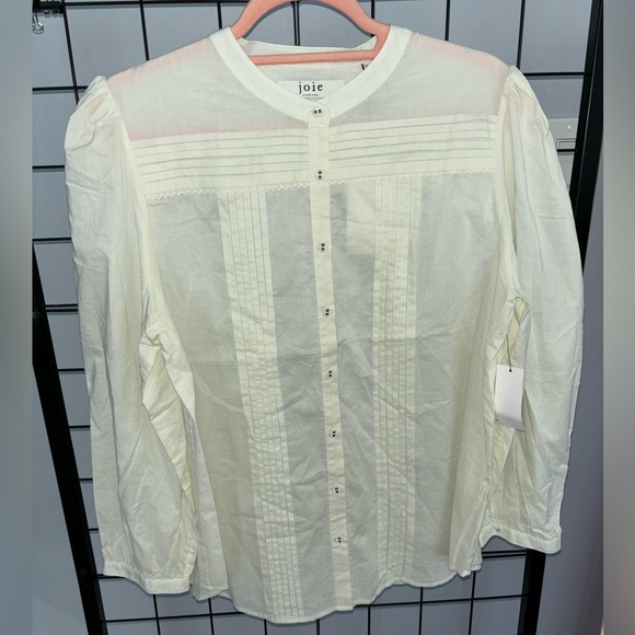 Joie Tops - Joie Vesta Pintucked Porcelain Cotton Long Sleeved Button Down Blouse NWT